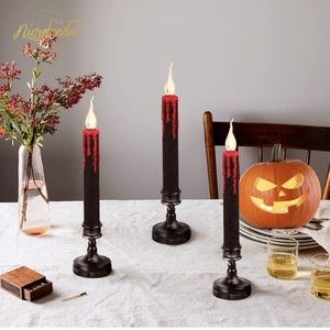 NEW NICROLANDEE 2PCS Blood Dripping Flameless Candles Led Taper Candle with Remo
